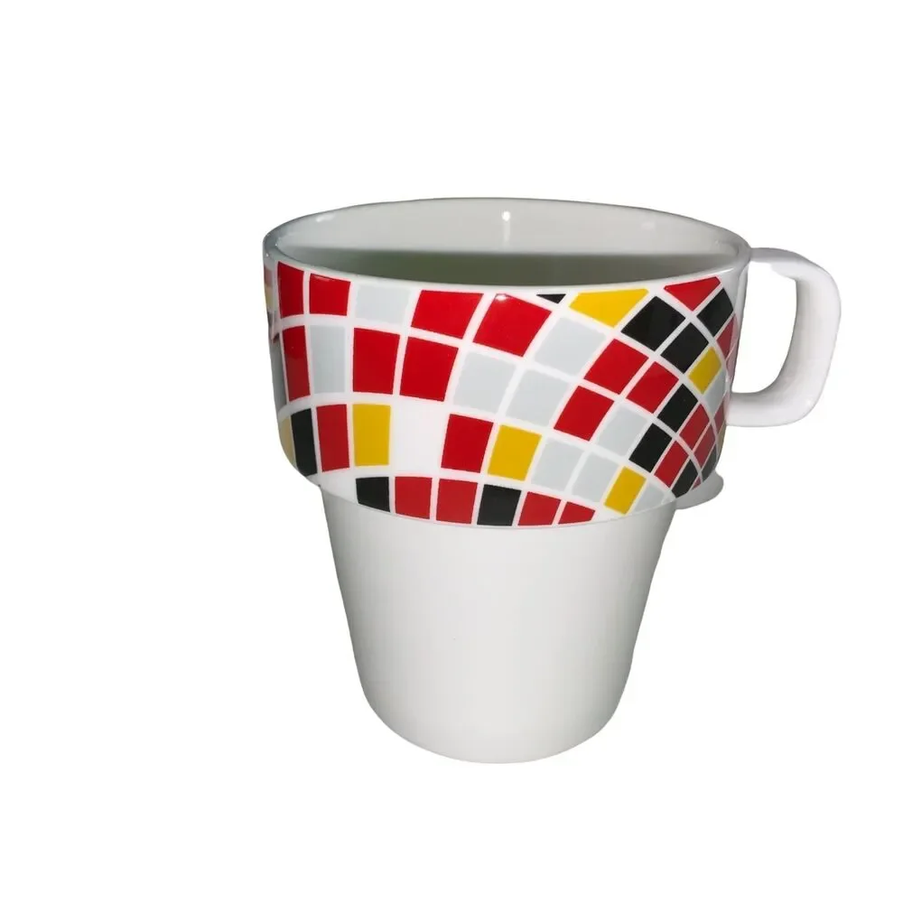 Retro MCM Set of 4 Geo Print Coffee Tea Chocolate Mugs Cups Drinkware